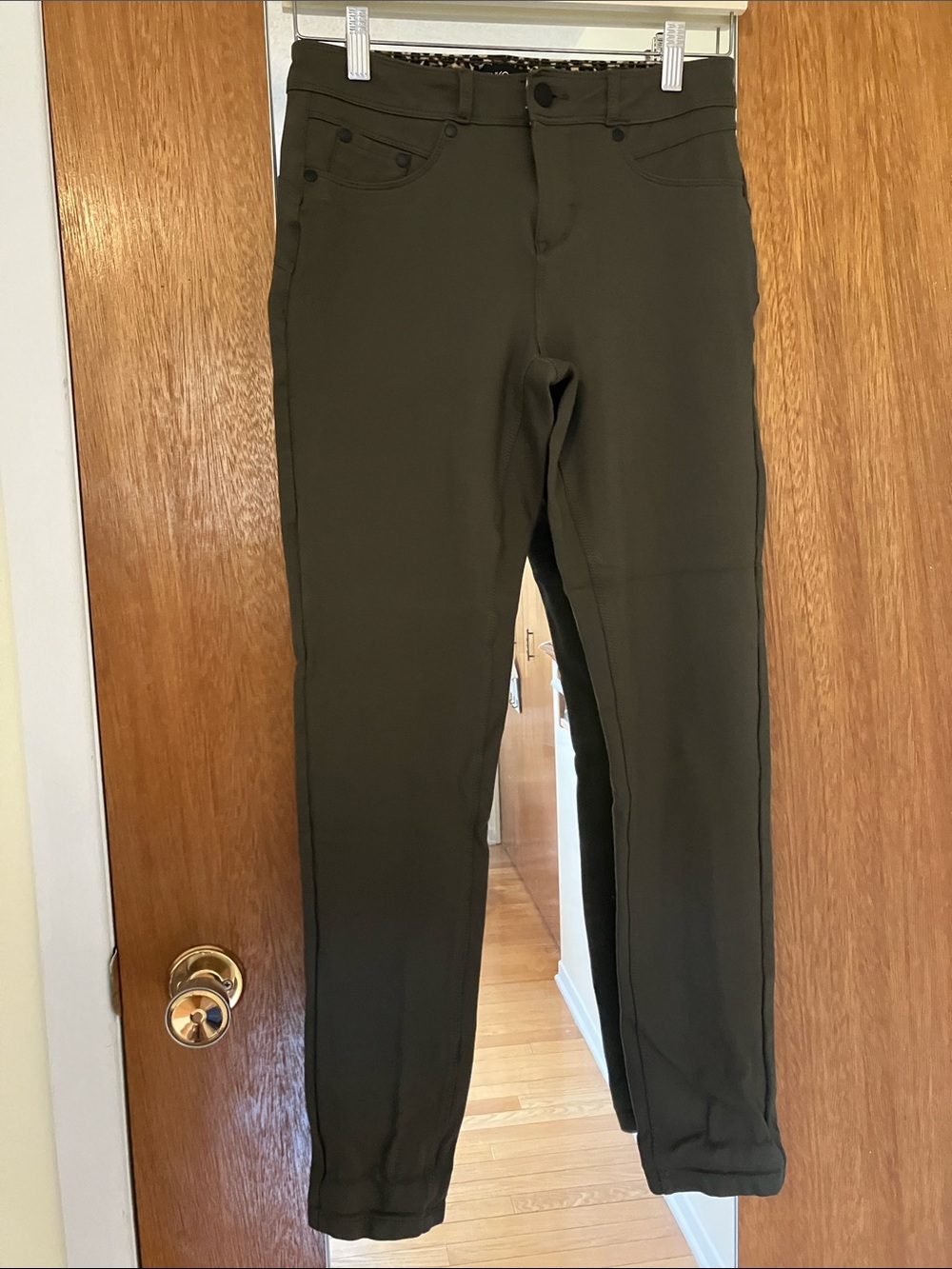 Women's Olive Stretchy Skinny Jeans with Stretch Waistband